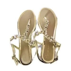 ANDIAMO Gold and Bling Aterrence Thong Sandals, Women’s Size 7.5W